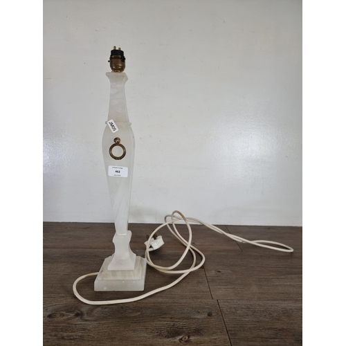 479 - A 19th century style alabaster table lamp with brass ring handles - approx. 48cm high