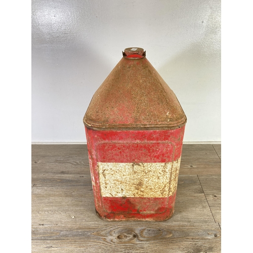 327 - A vintage Esso red metal 5 gallon oil can - approx. 49cm high