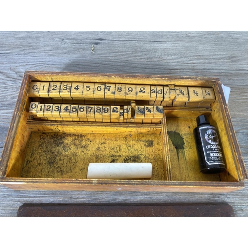 492 - A mid 20th century wooden cased set of printing blocks