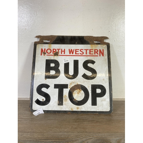 503 - A North Western Bus Stop double sided enamel sign - approx. 30cm x 30cm