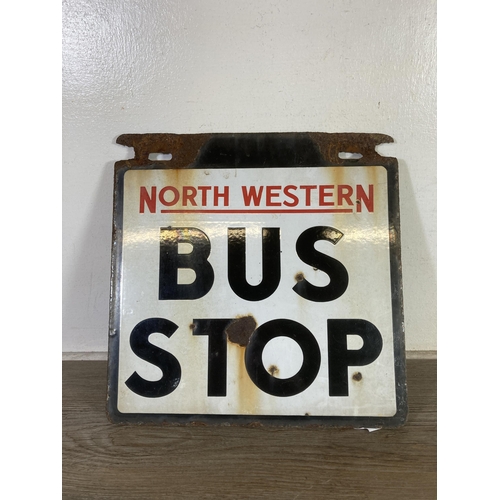 503 - A North Western Bus Stop double sided enamel sign - approx. 30cm x 30cm