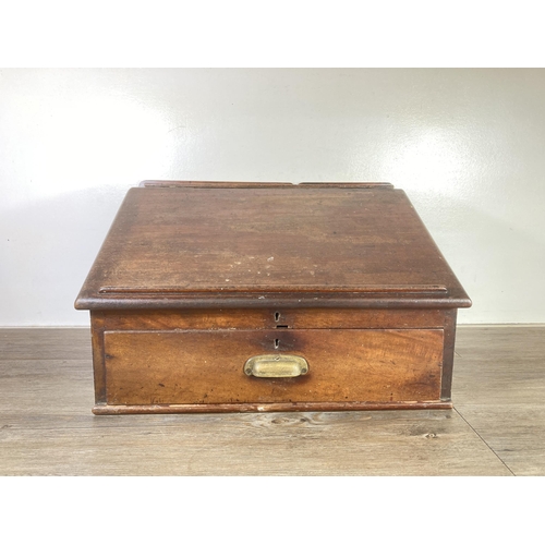 525 - A Victorian stained pine table top clerks desk - approx. 37cm high x 61cm wide x 49cm deep