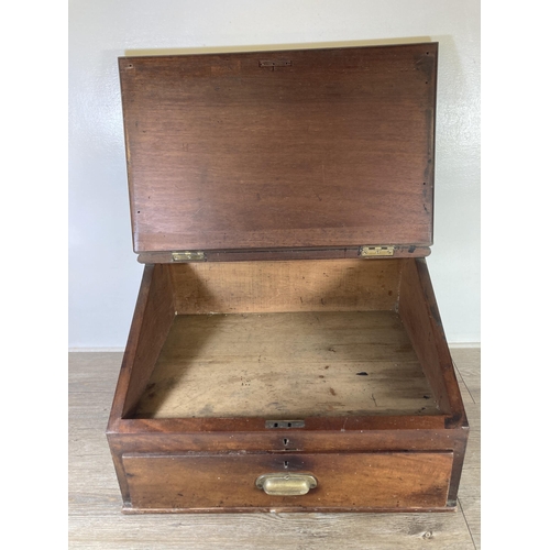 525 - A Victorian stained pine table top clerks desk - approx. 37cm high x 61cm wide x 49cm deep