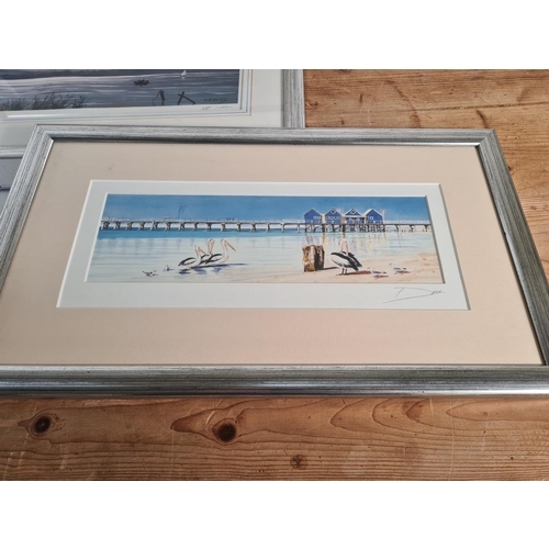 157 - Five framed pencil signed waterside prints to include three Jeff Sudders 'Windermere In The Moonligh... 