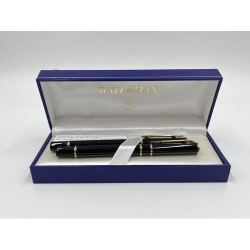 1176 - A boxed Waterman Paris two piece pen set, one ballpoint and one fountain