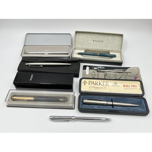 1177 - A collection of pens and accessories to include boxed Parker 25 Flighter CT Ball Pen, boxed Rolf Ben... 