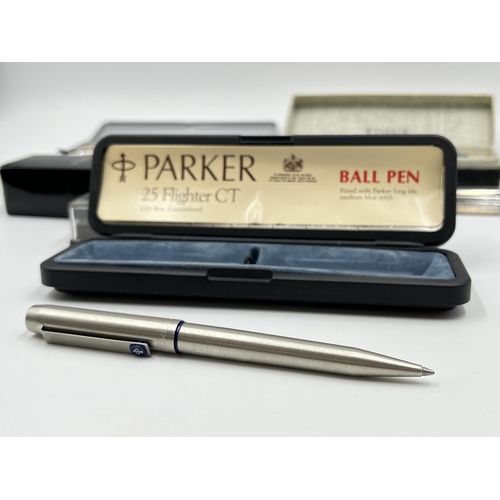 1177 - A collection of pens and accessories to include boxed Parker 25 Flighter CT Ball Pen, boxed Rolf Ben... 