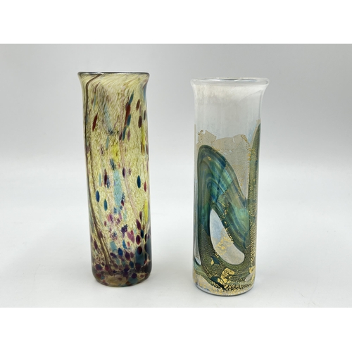 222 - Three pieces of glassware, two Isle of Wight  vases - largest approx. 14cm and one Royal Doulton cra... 