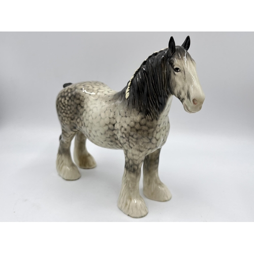 237 - A Beswick grey gloss shire horse figurine, model no. 818 - approx. 21.cm high x 26cm long