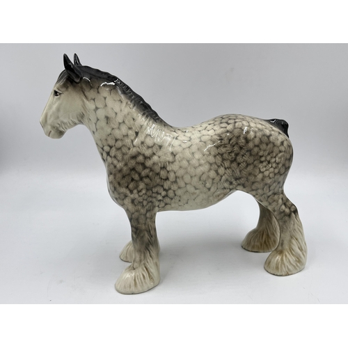 237 - A Beswick grey gloss shire horse figurine, model no. 818 - approx. 21.cm high x 26cm long