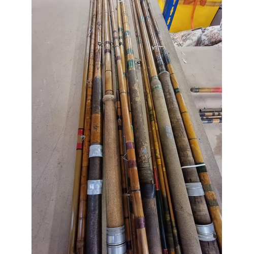 574 - A collection of vintage bamboo fishing rods to include Hardy Bros. Ltd. Alnwick England 'The Match R... 