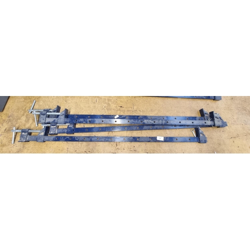 594 - Four cast metal G clamps - approx. 106cm long