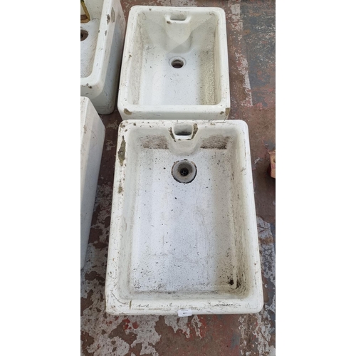 627 - Two ceramic Belfast sinks - both approx. 26cm high x 47cm wide x 62cm long