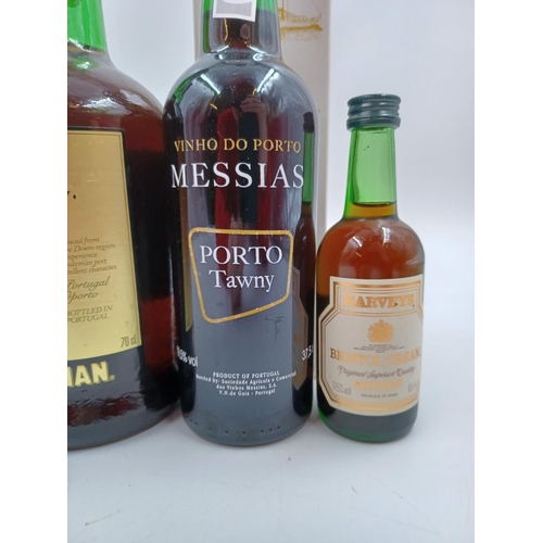 584 - Four bottles of fortified wine, one 75cl Quinta da Pulga tawny Port - bottled at 20%, one 70cl Sande... 