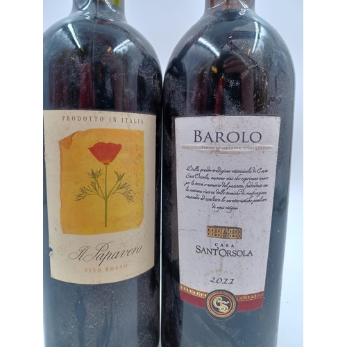 625 - Two 75cl bottles of Italian red wine, one 2011 Casa Sant'Orsola Barolo - bottled at 13.5% and one Il... 