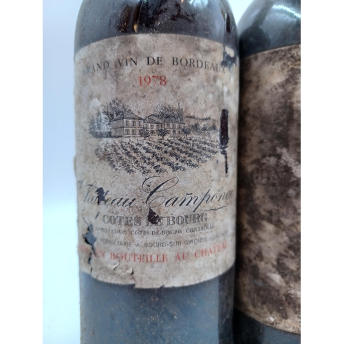 618 - Three 75cl bottles of French red wine, one 1978 Château Camponac Côtes de Bourg Grand Vin de Bordeau... 