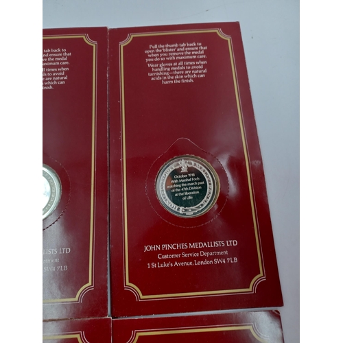 1231 - Six packaged John Pinches Medallists Ltd. hallmarked 925 silver proof Churchill Centenary medals