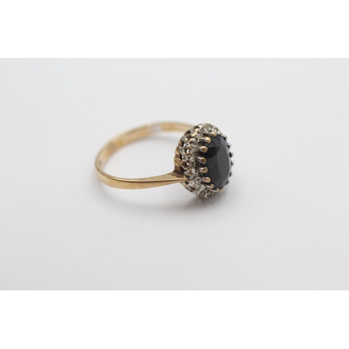 1006 - A 9ct gold sapphire and diamond cluster dress ring, size N - approx. gross weight 2.6 grams