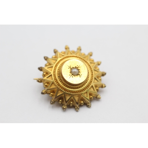 1022 - An antique 10ct gold pearl star brooch - approx. gross weight 3.2 grams