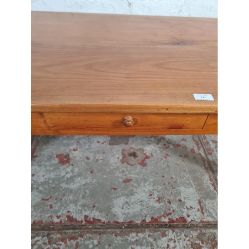 106 - An Indian style cherry wood rectangular coffee table with single drawer - approx. 40cm high x 58cm w... 