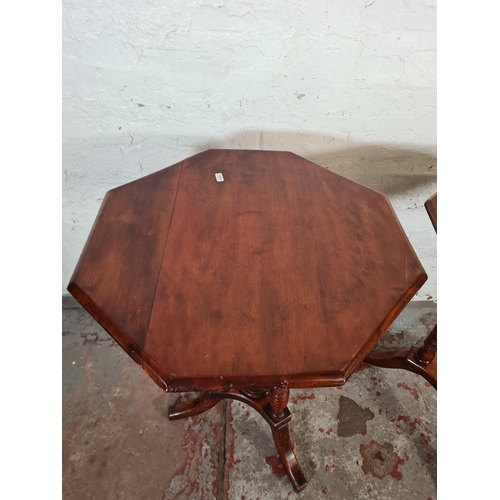 1 - Two Edwardian mahogany octagonal side tables - approx. 72cm high x 50cm wide x 50cm deep