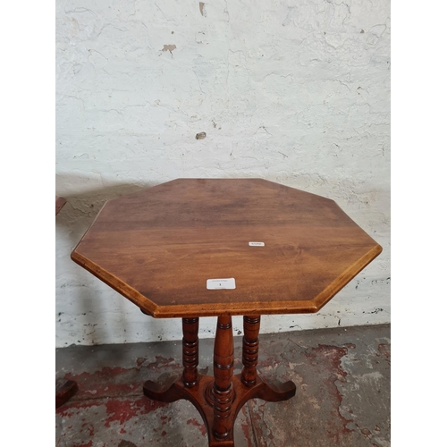 1 - Two Edwardian mahogany octagonal side tables - approx. 72cm high x 50cm wide x 50cm deep