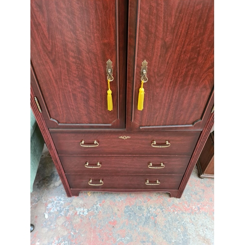 114 - A Silentnight Cabinet mahogany effect double wardrobe with three lower drawers