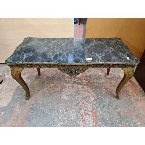 120 - A French style gilt wood and marble effect rectangular coffee table