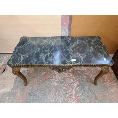 120 - A French style gilt wood and marble effect rectangular coffee table