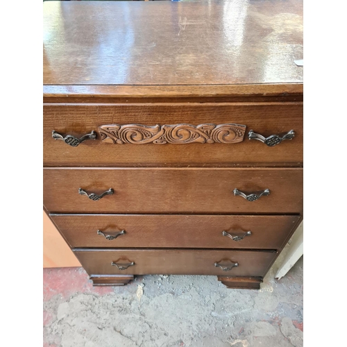 127 - An Art Deco style oak chest of four drawers - approx. 99cm high x 78cm wide x 47cm deep