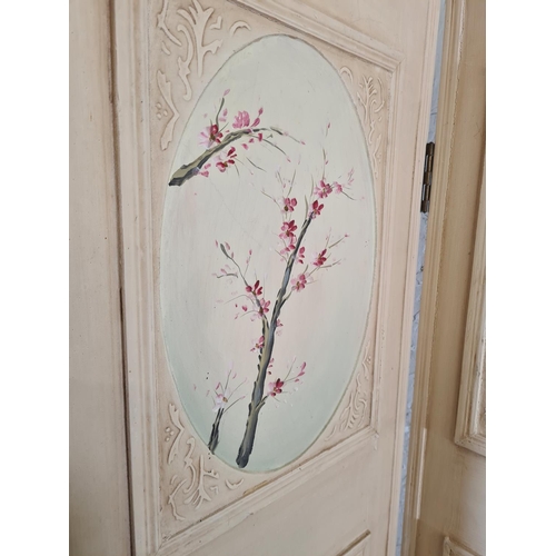 128 - A modern hand painted three section folding dressing screen - approx. 180cm high x 120cm wide