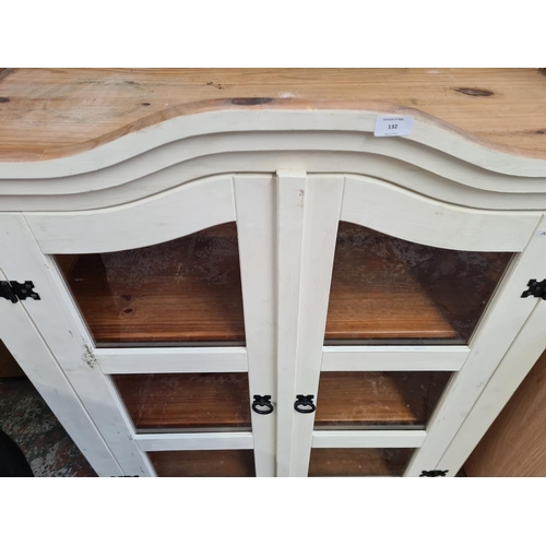 132 - A modern white painted Mexican pine dresser top - approx. 102cm high x 100cm wide x 37cm deep