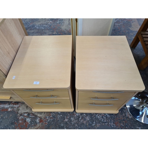 135 - A pair of modern beech effect three drawer office filing cabinets