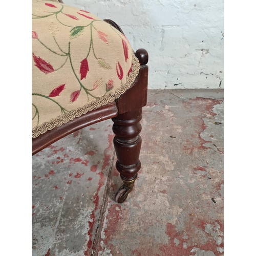 15 - A Victorian mahogany and fabric upholstered nursing chair