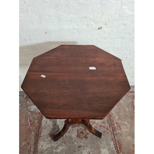 2 - An Edwardian mahogany octagonal tilt top table - approx. 74cm high x 57cm wide x 56cm deep