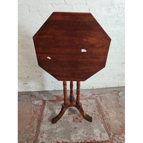 2 - An Edwardian mahogany octagonal tilt top table - approx. 74cm high x 57cm wide x 56cm deep