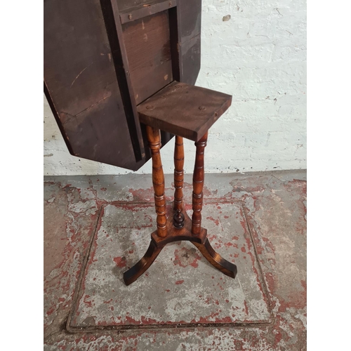 2 - An Edwardian mahogany octagonal tilt top table - approx. 74cm high x 57cm wide x 56cm deep