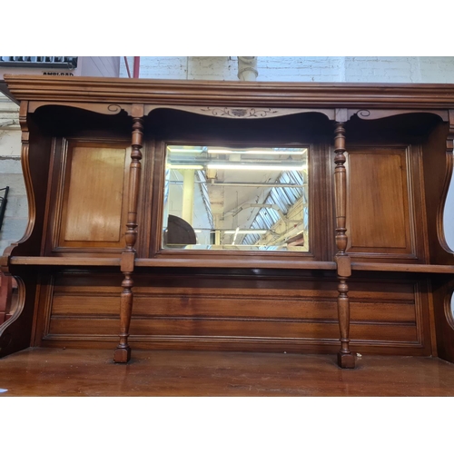 21 - An Edwardian carved mahogany mirror back sideboard - approx. 172cm high x 137cm wide x 45cm deep