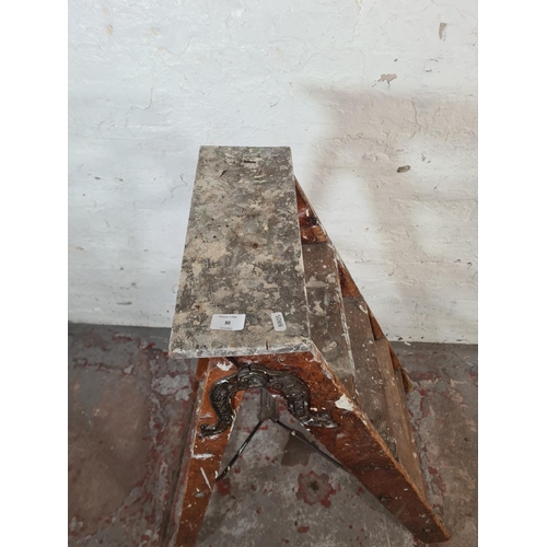 30 - An antique Simplex pine and metal five tread stepladder - approx. 102cm high