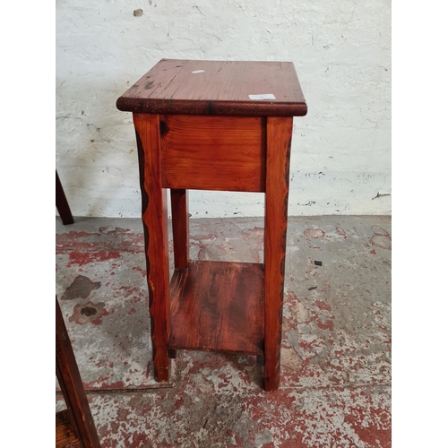 46 - Two pieces of pine furniture, one two tier plant stand - approx. 76cm high and one eight tread step ... 