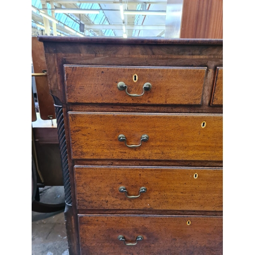 51 - A George III oak chest of two short over three long drawers - approx. 127cm high x 125cm wide x 55cm... 