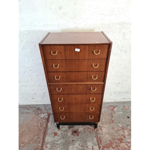 72 - A G Plan tola wood and ebonised chest of seven drawers - approx. 128cm high x 61cn wide x 41cm deep