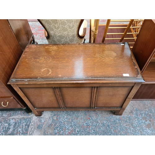 74 - An oak blanket box - approx. 62cm high x 93cm wide x 45cm deep