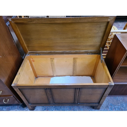 74 - An oak blanket box - approx. 62cm high x 93cm wide x 45cm deep