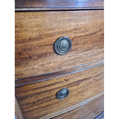 87 - A Regency style mahogany bow fronted chest of three drawers - approx. 85cm high x 80cm wide x 48cm d... 