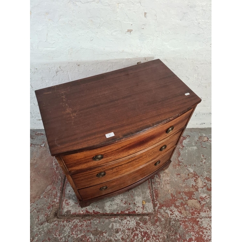 87 - A Regency style mahogany bow fronted chest of three drawers - approx. 85cm high x 80cm wide x 48cm d... 