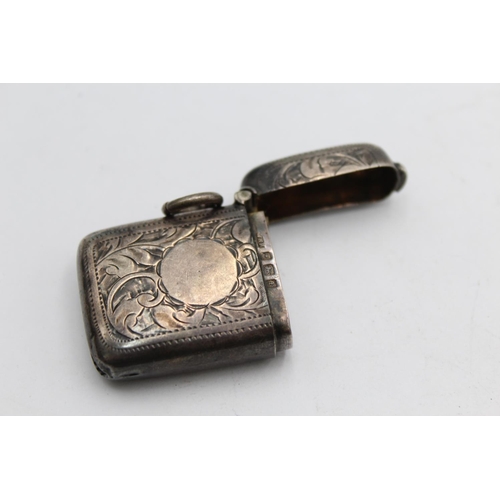 1256 - An Edwardian William Hair Haseler hallmarked Birmingham silver vesta case, dated 1905 - approx. gros... 