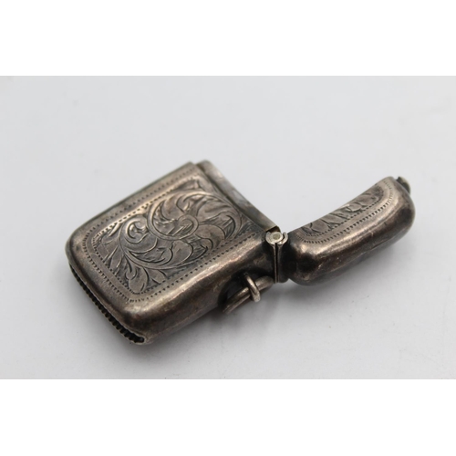 1256 - An Edwardian William Hair Haseler hallmarked Birmingham silver vesta case, dated 1905 - approx. gros... 