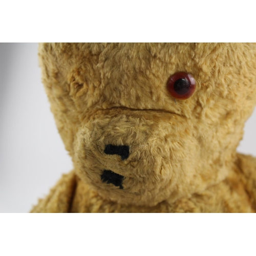 364 - A large vintage silk straw filled jointed teddy bear - approx. 75cm high