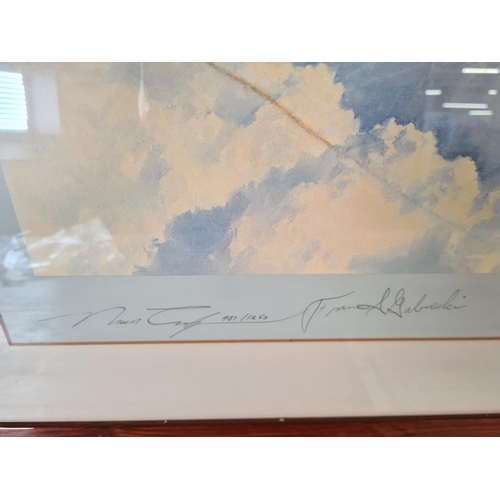 148 - A framed Robert Taylor pencil signed limited edition no. 987 of 1,250 Zemke's Wolfpack print with ce... 